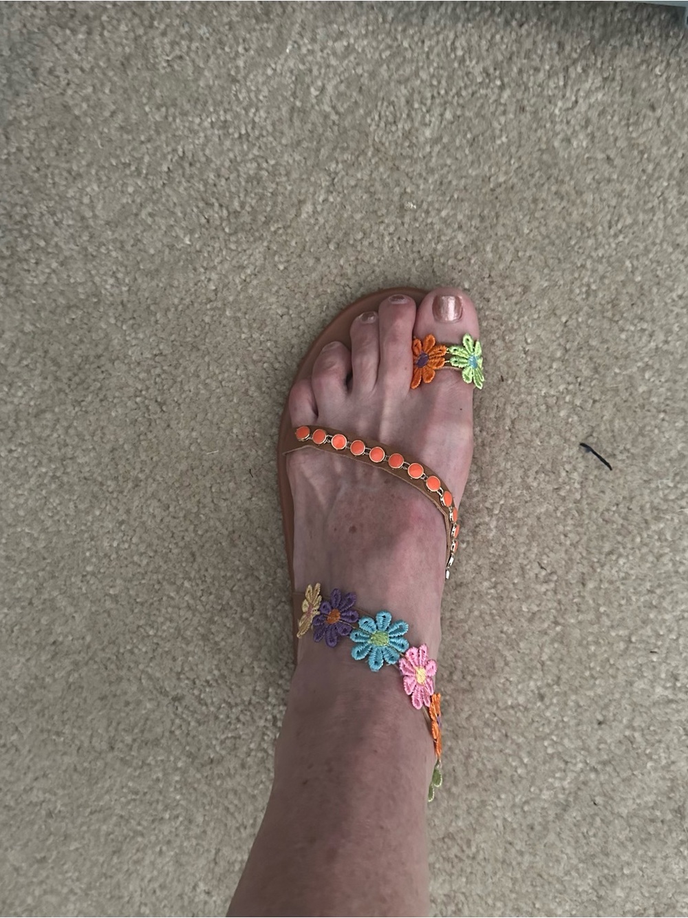 Colorful Floral Beaded Strap Sandal 42